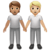 🧑🏽‍🤝‍🧑🏼 people holding hands: medium skin tone, medium-light skin tone display on Apple